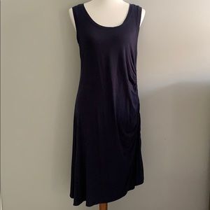 Navy blue Athleta dress with adjustable side.